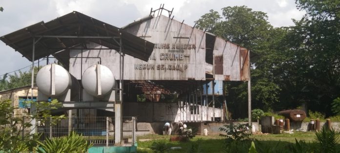 Gudang penyimpanan getah karet milik PTPN - 3 Kebun Sei Dadap sebagai lokasi tempat pencurian (pikiranrakyat.org/Joko)